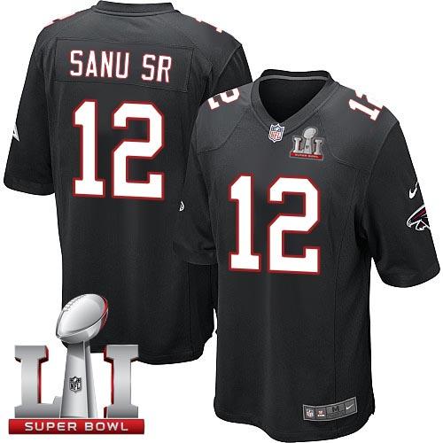Nike Falcons #12 Mohamed Sanu Sr Black Alternate Super Bowl LI 51 Youth Stitched NFL Elite Jersey - Click Image to Close